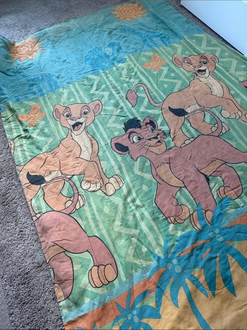 Vintage 90s Disney Lion King Simba Nala Comforter Blanket 1990s Bedding